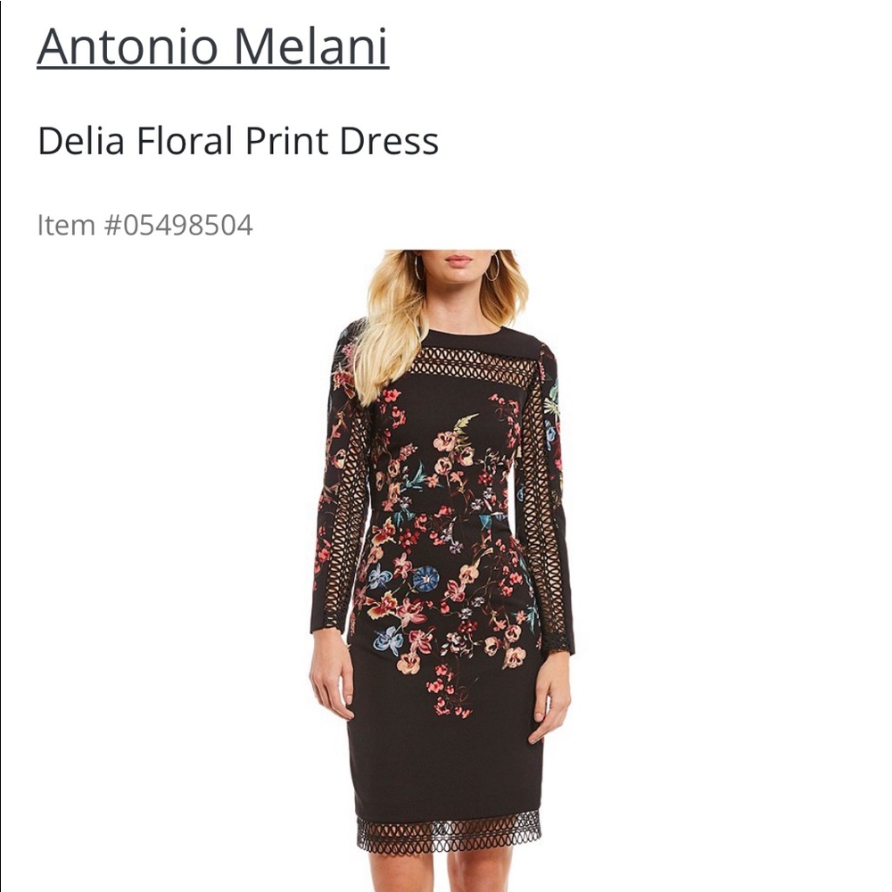 Antonio Melani Black floral long sleeve dress